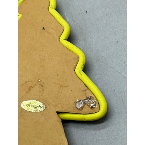 Clay Christmas Tree Ornament With Bears & Peppermint Design 4" READ - Picture 4 of 7